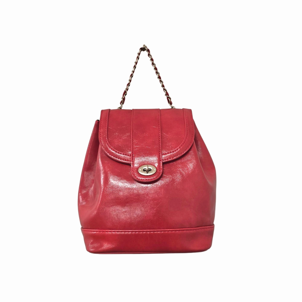 Elegant Red Leather Backpack